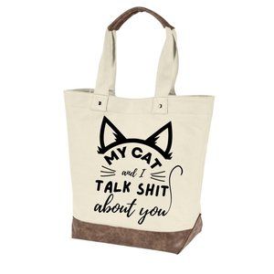 My cat and I quality canvas tote bag by Authentic pigment